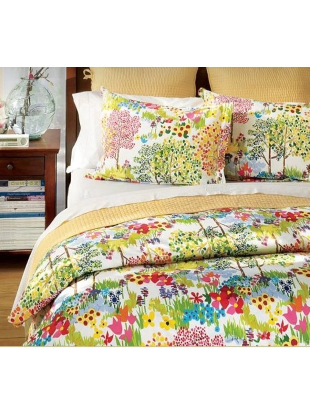 Pottery Barn Woodland Paint by Number Floral Full Queen Duvet Cover Organic Cott